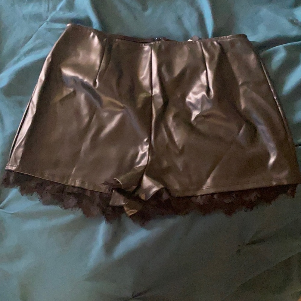 Windsor black leather shorts